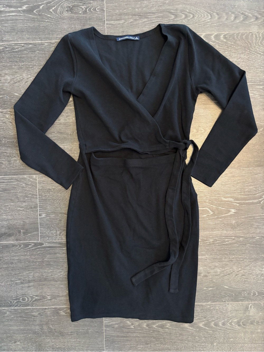 NWOT Abercrombie Black Wrap Knit Dress with Tie Waist